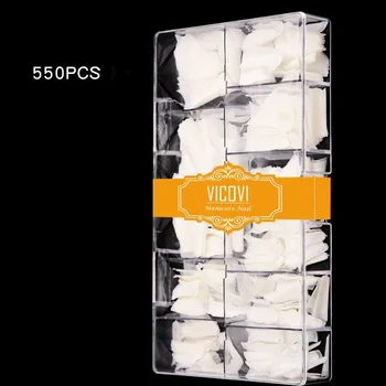 

550pcs French Ballet Coffin False Clear Natural Acrylic Nails Art Tips UV Gel Ultra Flexible ABS Fake Nail Manicure Tools