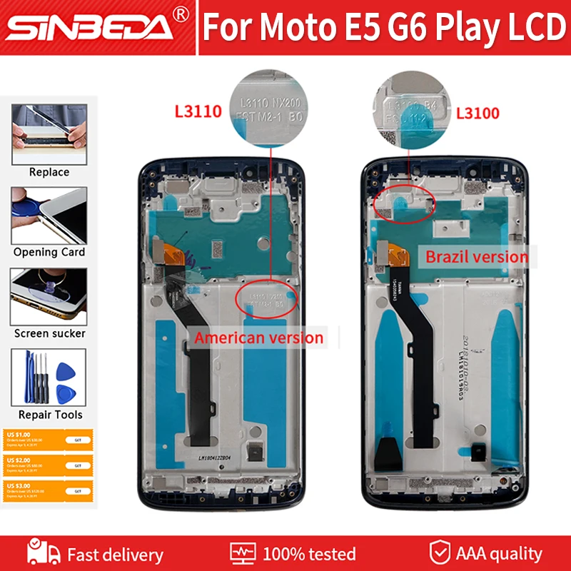 Оригинальный ЖК-дисплей для moto rola E5 G6 play XT1922 5 7 дюйма с сенсорным сенсором