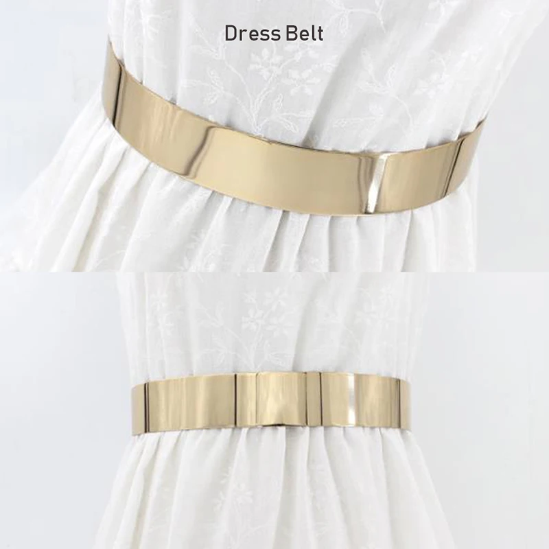 New Fashion Design Belts Women 4.5 CM Metal Mirror Waist Lady's Belt Buckle Wide Waist Gold Belt With Chains Accessories