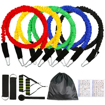 

11 Pcs Resistance Bands Set Workout Bands 5 Stackable Exercise Bands Waterproof Bag for Resistance Training Home WorkoutPhysical
