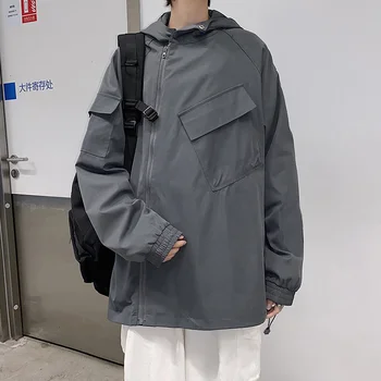 

Irregular zipper design hooded jacket 2020 spring and autumn new Japanese BF style student loose print jacket