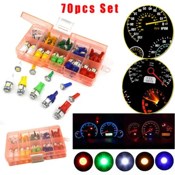 

DC 12V 70pcs/Set T5 T10 5050SMD LED Panel Dashboard Light Cluster Plug Dash Indicator Lamp Car Styling Accessories