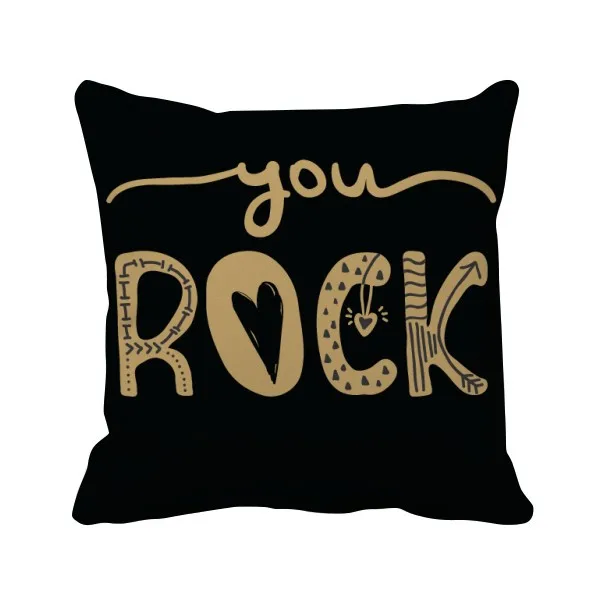 

You Rock Gold Quote Handwrite Throw Pillow Square Cover
