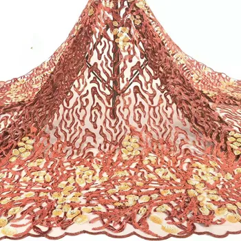 

New Arrival African Tulle Lace Fabric High Quality 2019 Tulle Lace Fabric With Sequins For Fashion Nigerian Lace Dress rof82-524