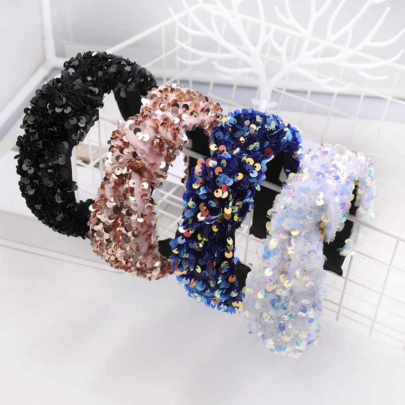 Vintage Fish scale Bright Sequins Hair Bands For Women Headband Hoop For Hair Accessories Girls bandeau cheveux haarband