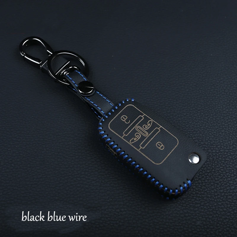 Lsrtw2017 кожаный чехол для автомобильных ключей, сумка для volkswagen sharan 2011 2012 2013 транспортер Multivan T5 - Название цвета: black blue wire