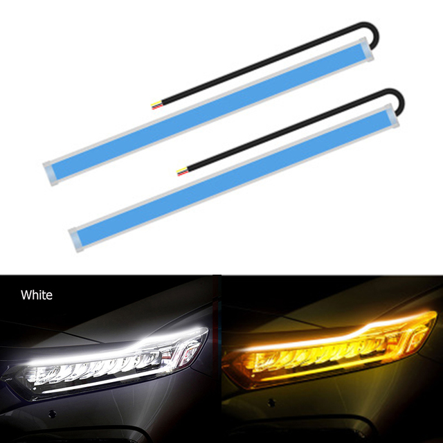 Start-Scan LED Car DRL Daytime Running Lights Auto Flowing Turn Signal Guide Thin Strip Lamp Styling Auto Accessories