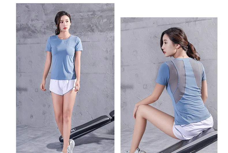 Gracefl. u женские летние футболки Slim Fit для Спорт Фитнес Йога короткий рукав Йога Топ сетка Женская гимнастическая майка спортивная одежда