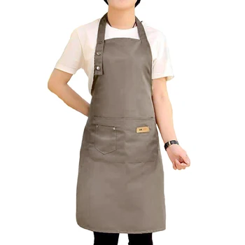 

Butcher Cooking Kitchen Restaurant Canvas Practical Solid Women Baking Fashion Apron With Pockets Waterproof Multipurpose