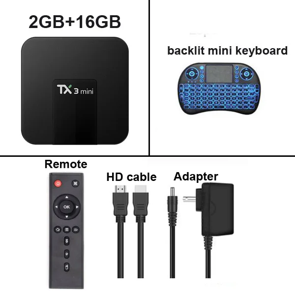 TX3 Мини Android 8,1 ТВ приставка Amlogic S905W четырехъядерный 2 Гб 16 Гб 2,4G Wifi HDR 4K телеприставка - Цвет: 2GB 16GB keyboard