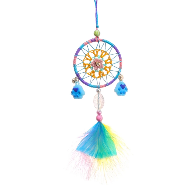 Wind Chimes Handmade Indian Dream Catcher Net With Feathers Car Wall Hanging Dream Catcher Craft Gift Home Decoration - Color: A