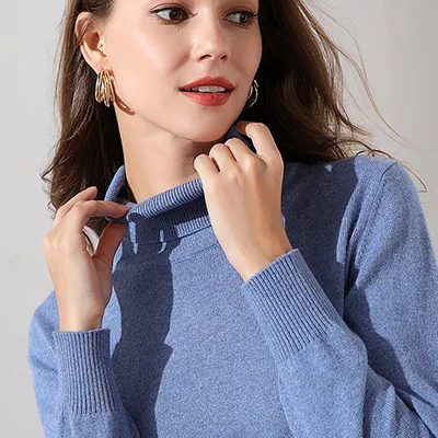 Jumper do Sexo Feminino de Gola Alta Camisola Das Mulheres Inverno Quente Grosso Blusas De Natal Com Nervuras Malha Pulôver Tops - Цвет: picture 9
