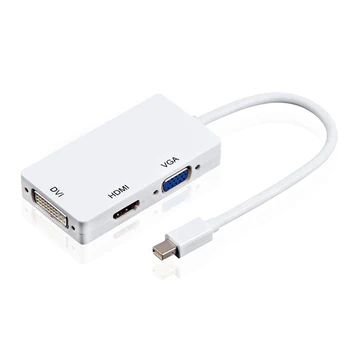 

Mini Dp To Hdmi Dvi Vga Adapter 3 In 1 Hub Mini Displayport 1080P Video Adapter Converter For Imac Apple Pro Air(White)