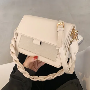 

Vintage Weave Shoulder strap Armpit bag 2020 New High quality PU Leather Women's Designer Handbag Square Shoulder Messenger Bag