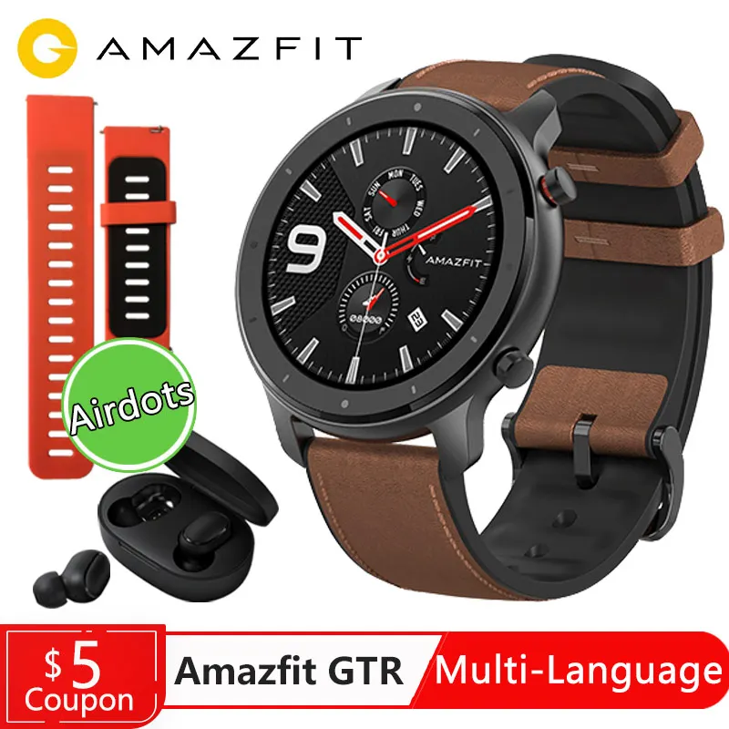 Глобальная версия Amazfit GTR 47 мм Смарт часы Бег Плавание Спорт Здоровье сердечного ритма Smartwatch 24 дня батарея gps