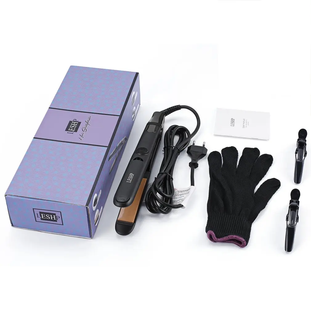 

Ceramic Heating Plate LED Display PTC Heater Swivel Cord Auto Shut-off Hair Straightener With Front Hand Grip