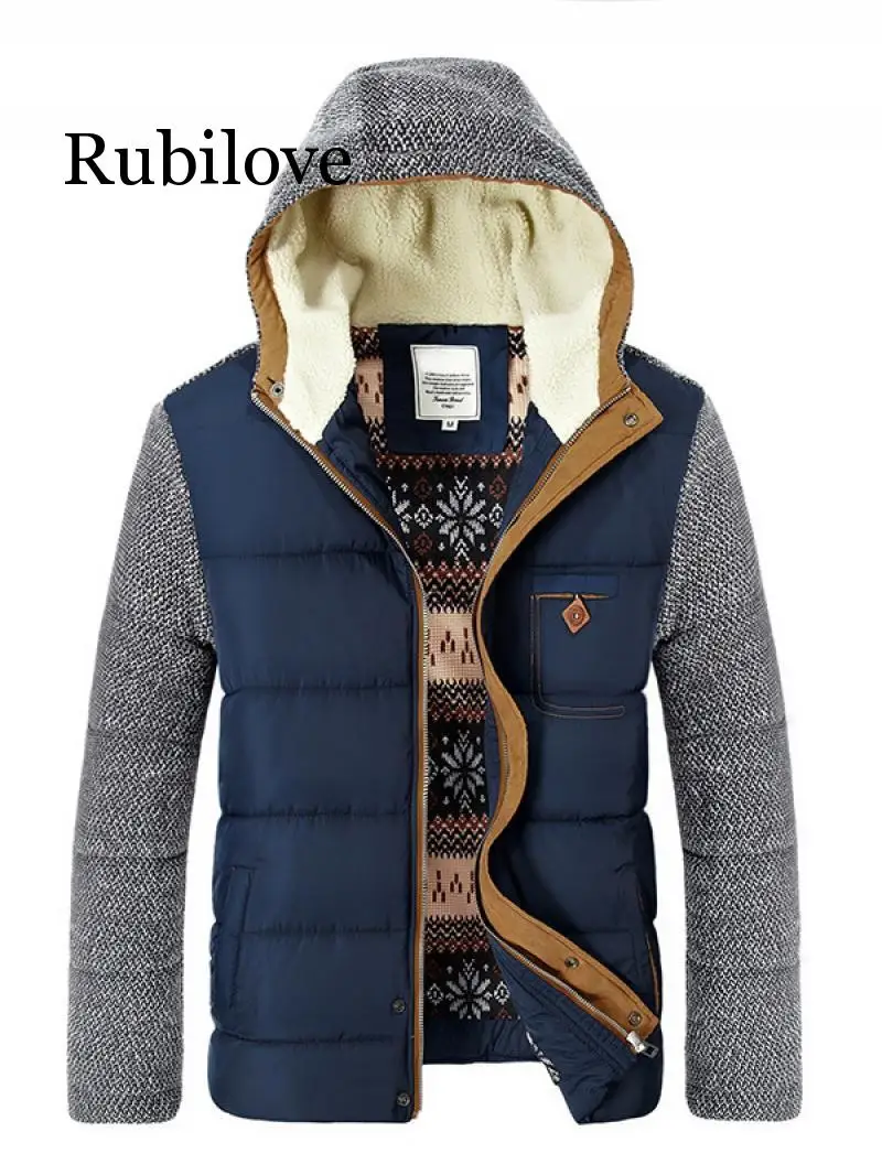 

Rubilove 3XL Winter Jackets Men's Coats Thick Fleece Stand Collar Men's Jackets Casual Solid Male Outerwear Warm