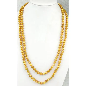 

Unique Pearls jewellery Store Single 52'' Long 6-7mm Baroque Freshwater Pearl Necklace Fine Jewelry Charming Women Gift