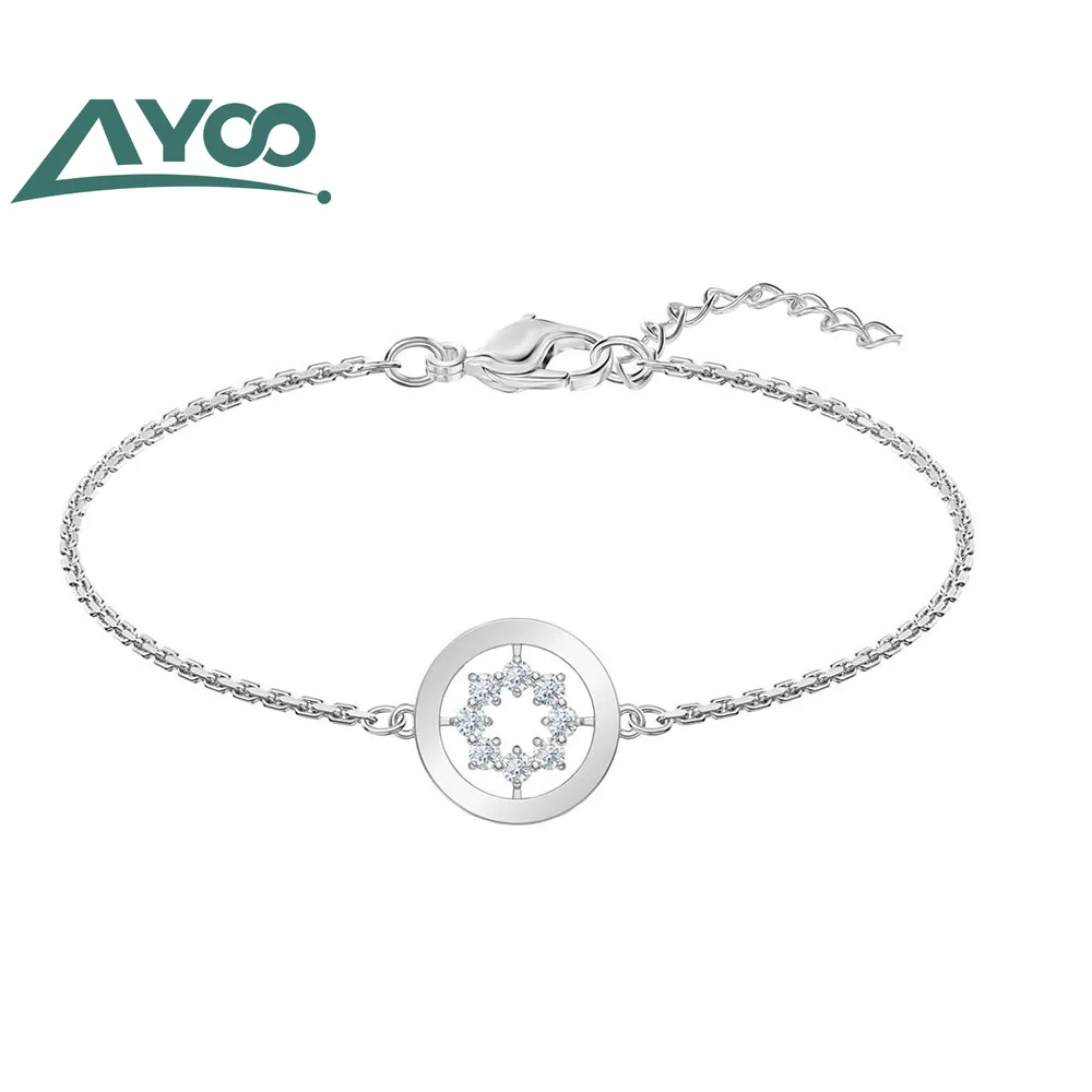 AYoo высокое качество SWA дополнительный круг Классический Круглый Хрустальный Браслет