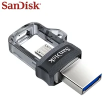 SanDisk Ultra Dual Drive M3.0 Флешка 256 ГБ 128 Гб 64 ГБ 32 ГБ 16 ГБ Micro USB 3,0 двойной слот OTG карта памяти U диск для телефона/ПК