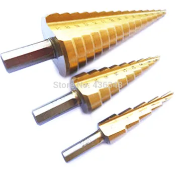

High-Speed Steel Step Drill Bit Power Tools Cone Titanium Coated Metal Hole Cutter Hex Shank Drive Quick 4-32mm