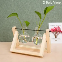 Стеклянная ваза настольная Гидропоника завод деревянный стеллаж Винтажный стиль для дома и сада 2019ing