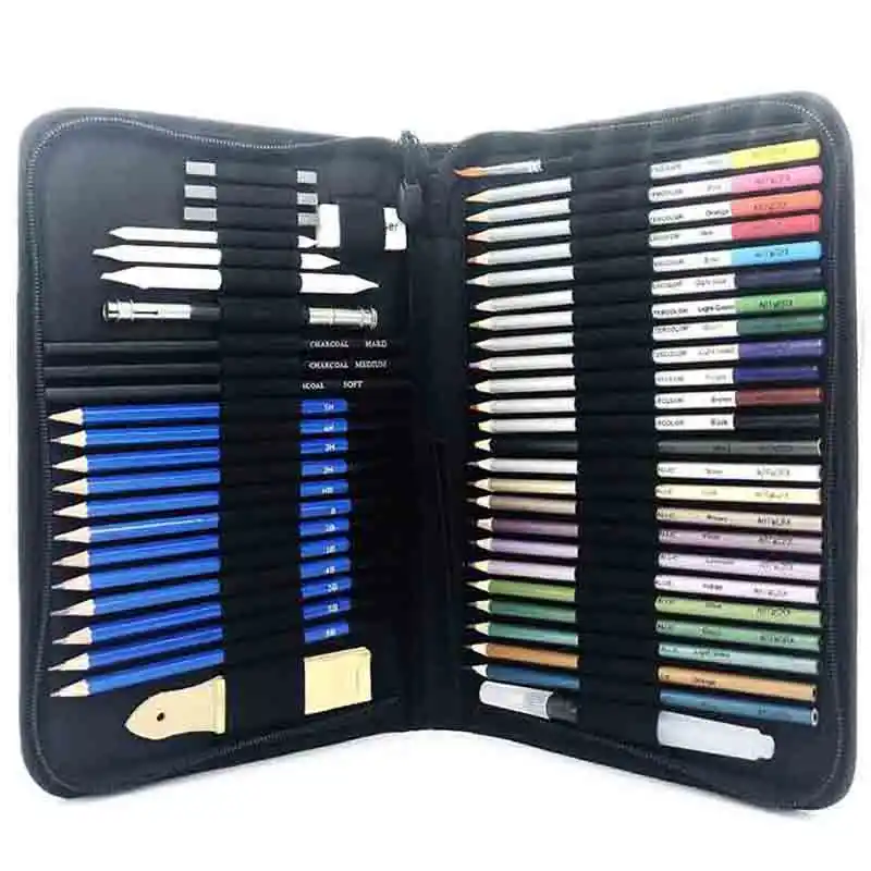 رسم رسم مجموعة أقلام رصاص 51 رسم قلم رصاص ملون مجموعة أدوات رسم مجموعة رسم المهنية أدوات الرسم للمبتدئين الأطفال أ Aliexpress
