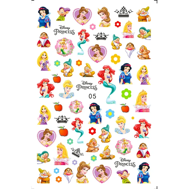 1PCS Disney Cartoon Anime Collection Star Design Nail Sticker Mickey Mouse Donald Duck Lion King Mermaid Stitch Nail Slider D005