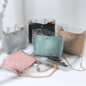 

2020 New Style WOMEN'S Bag Shoulder Bag PU Shoulder Bag Hand Square Sling Bag Transparent Gel Bag