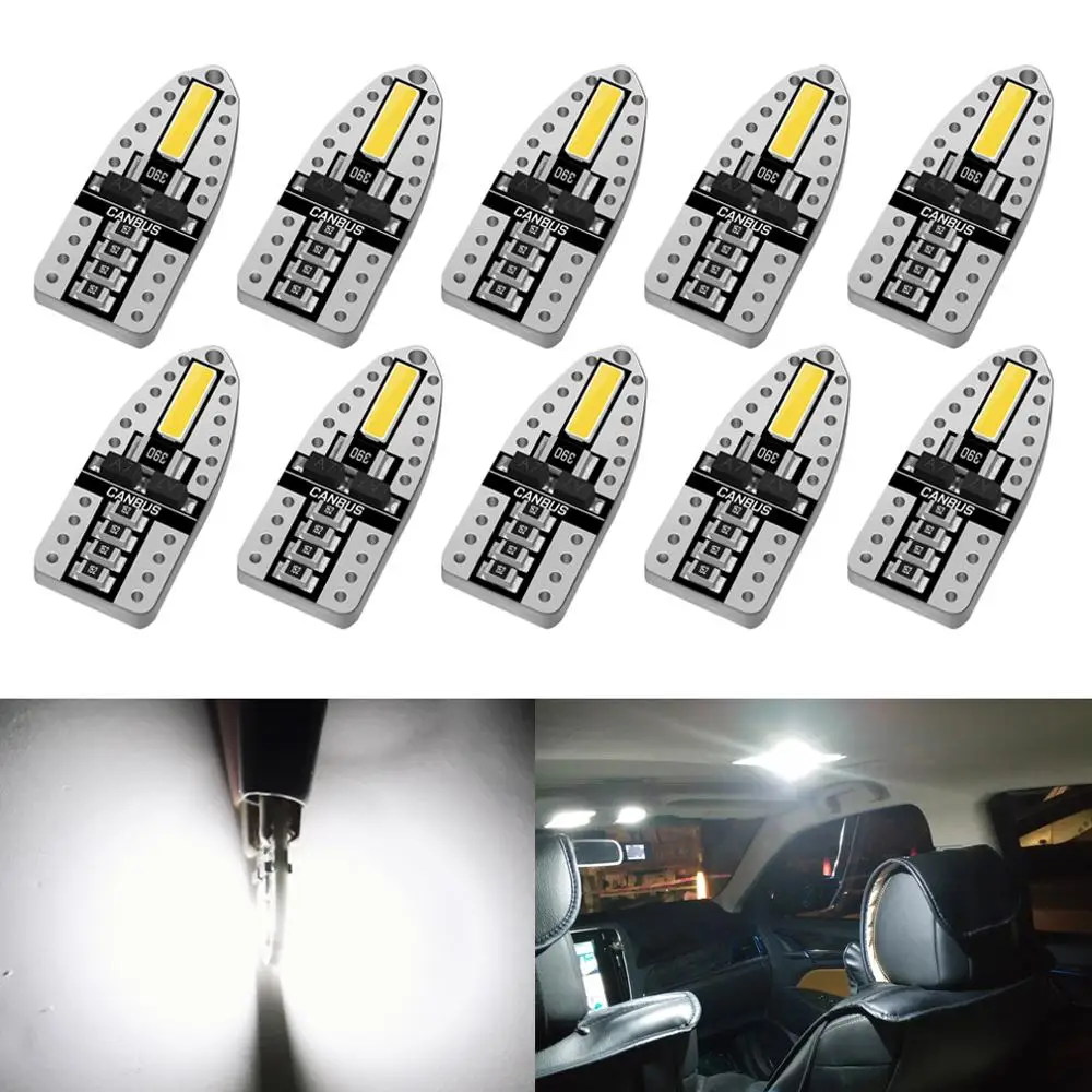 

10Pcs White Canbus T10 W5W LED Bulb WY5W 194 168 LED Car Interior Light License Plate Signal Lamp Auto 12V