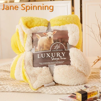 

Yellow fleece blankets and throws Adult Thick Warm Spring winter Cover Home Super Soft Sheet king Blankets On Bed Christmas gift