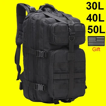 30L/40L/50L Large Capacity Men Army Military Tactical Backpack 3P EDC Molle Waterproof Bug Rucksack Hiking Camping Hunting Bags 1