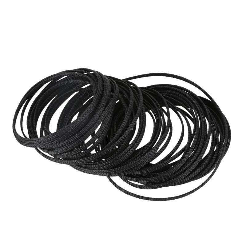4mm diameter 15m long black wire nylon adjustable braided cable sleeve