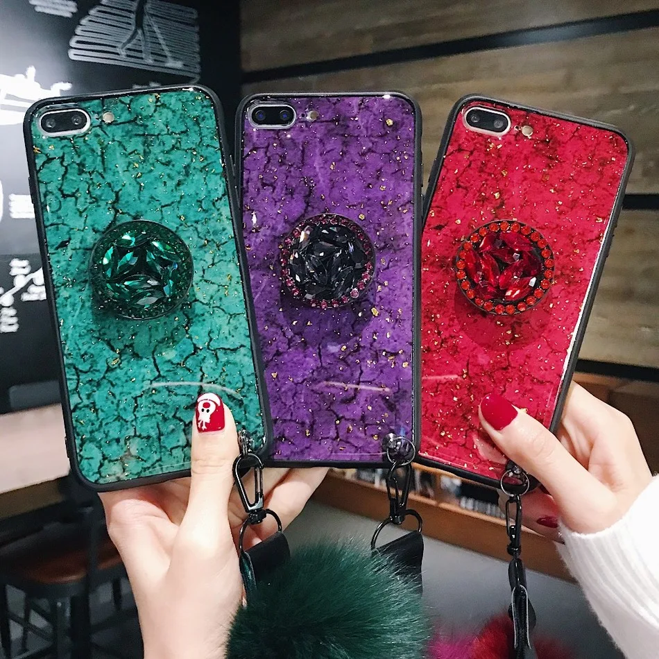 For Redmi Note 5 Pro 6 Case Luxury Marble Glitter Holder for Xiaomi Mi A2 Lite 8 SE Mi8 Mix Max 2 3 Cover Bling |