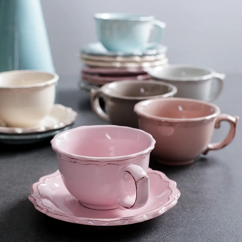 

Coffee cup and saucer sets Ceramic cup tazze colazione colorful Handpainted cup Creative Vintage Cup Cafe Bar Supplies