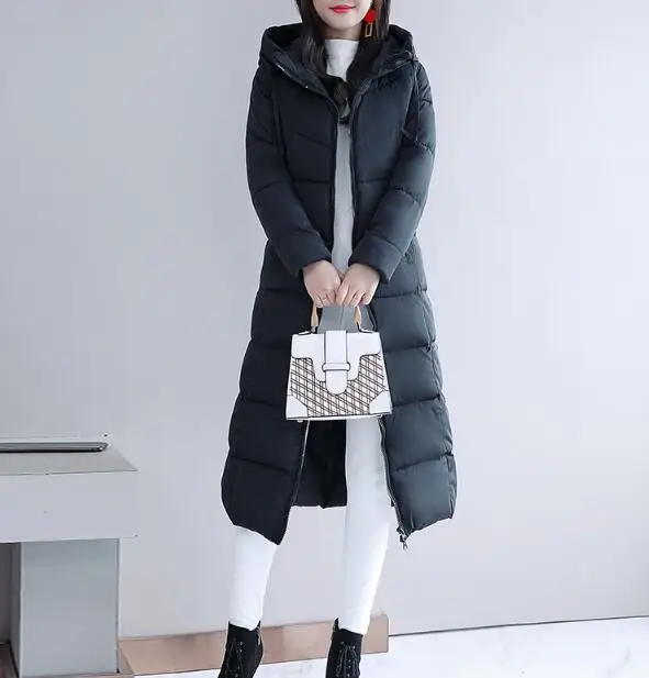 Women's Winter Hooded Long Parka Plus Size 4XL Slim Warm Coat Down Jacket Female 2022 Solid Elegant Cotton Padded Jackets Ladies