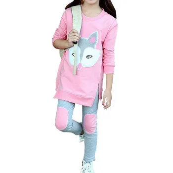 Kids Girls Cartoon Clothing Sets Long Sleeve Sweatshirt +Pants Children Tracksuit Sport Suit Autumn Fall Girl Clothes 3-14 Years 5