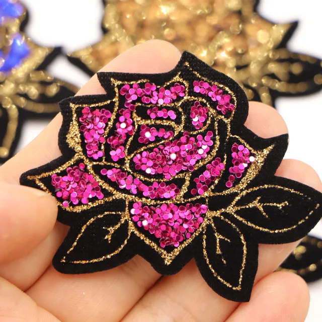 Cute Pink Flower 3pcs/Lot Sew On Sequins Flowers Patch Clothes DIY Iron On  Patches for Clothing T-shirt Dress - AliExpress