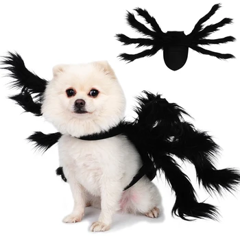 

Simulation plush spider turns into a Halloween dress up cat dog Halloween turns into a terrorist plush spider pet clothes