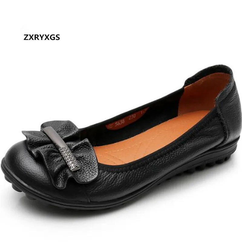 

2022 Top Soft Cowhide Spring Autumn Shoes Women Flat Shoes Fashion Wild Soft Bottom Comfortable Shoes Large Size Leather Shoes