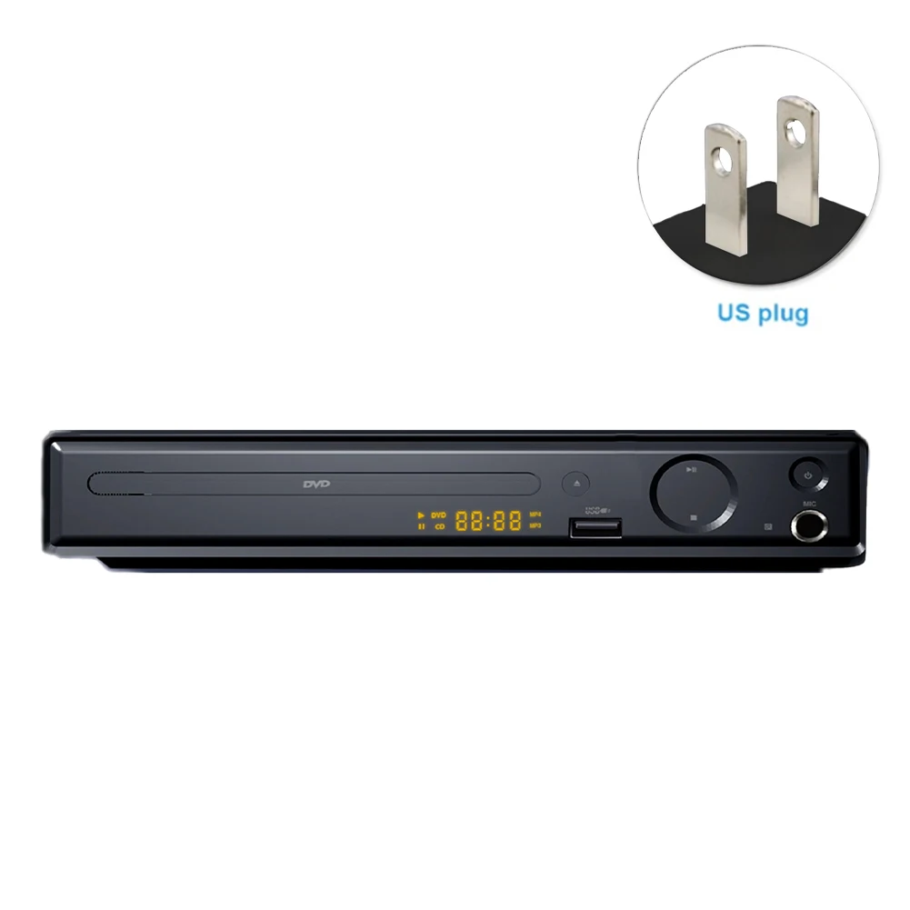 Minireproductor de DVD para el hogar, reproductor de CD VCD con Control  remoto, puerto de micrófono, pantalla Digital portátil de fácil uso, salida  AV, USB, 4K, 1080P|Reproductor de VCD y DVD| -