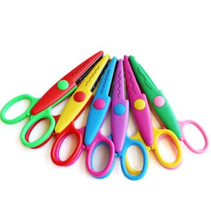 Tijeras de encaje para manualidades, 1 pieza, de Metal y plástico, para álbum de recortes, foto y colores, papel, decoración de diario con 4 patrones