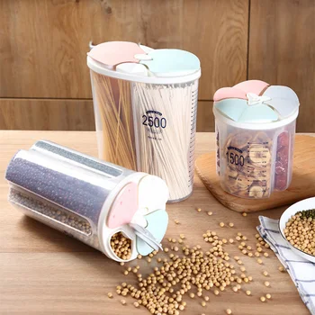 

Sealed Storage Box Crisper Grains Food Storage Tank Household Kitchen Food Containers for Dry Cereals Measure Cups Kitchen Tool