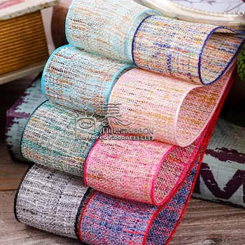 

100yards 25mm 40mm colorful edge double color flax ribbon for hair bow diy accessories handcraft supplies bouquet packing bow