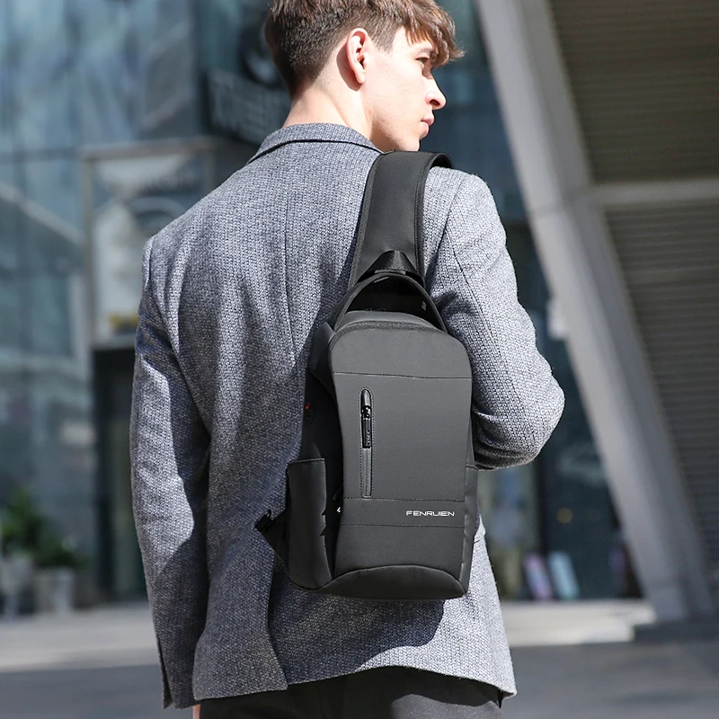 Rowe Multi-Function Anti-Theft Messenger Bag Men's Chest Bag USB Charging Waterproof Short Trip Crossbody Shoulder Bag