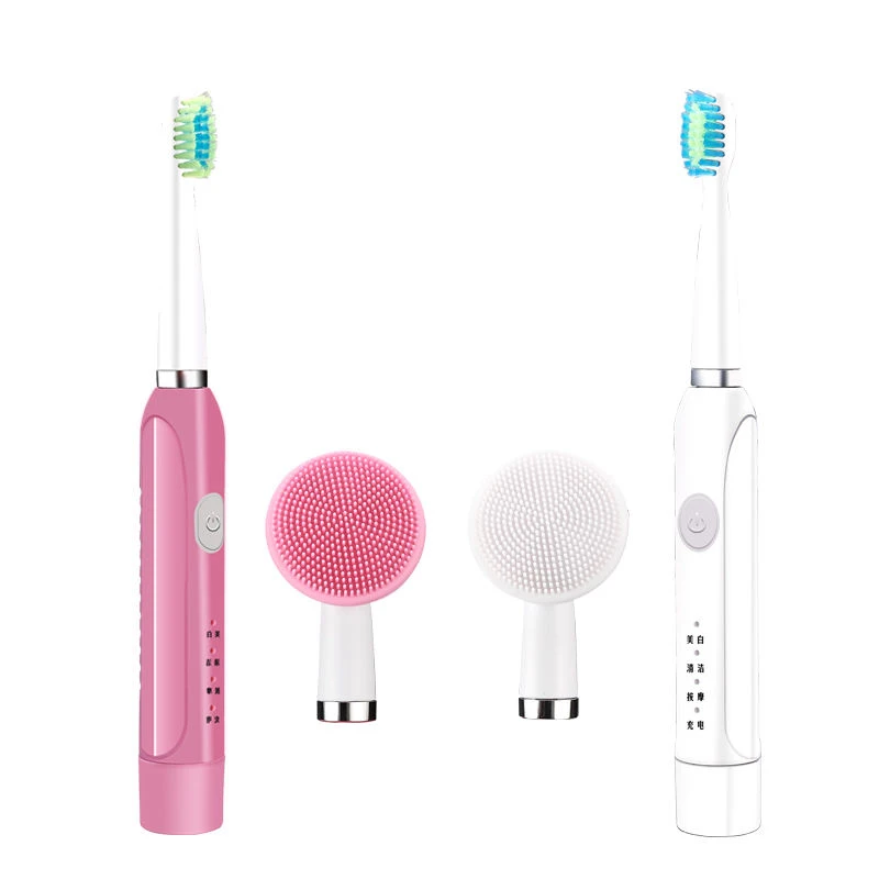 Электрический Зубная щётка зарядка через usb звуковой волны отбеливание мягких волос парные домашние 2 в 1 очищающий чистки зубов