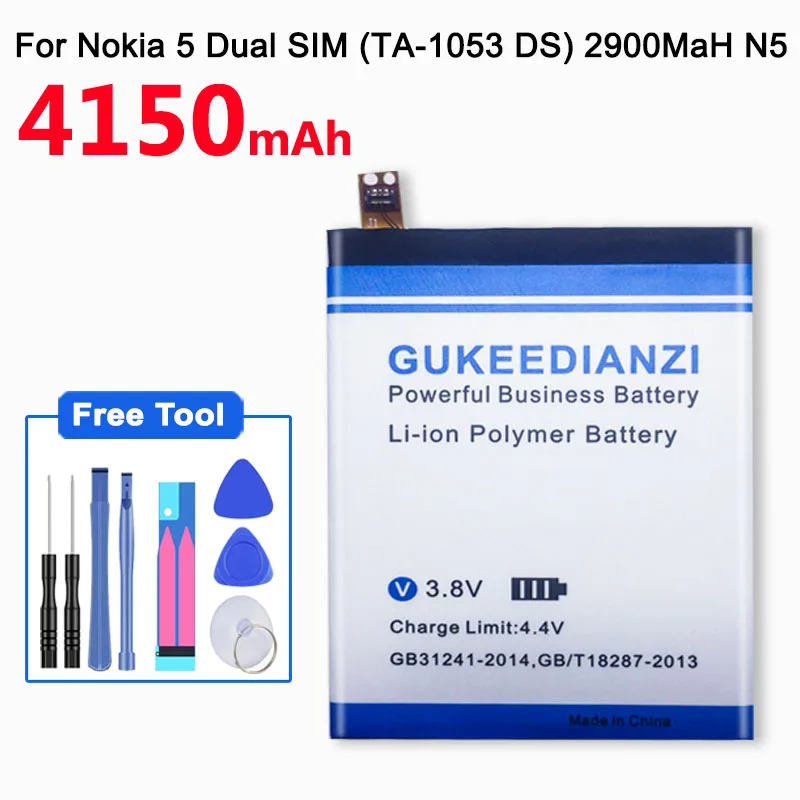 Аккумулятор GUKEEDIANZI HE321 4150 мАч для Nokia 5 Dual SIM(TA-1053 DS) 2900 мАч N5 литий-ионные аккумуляторы