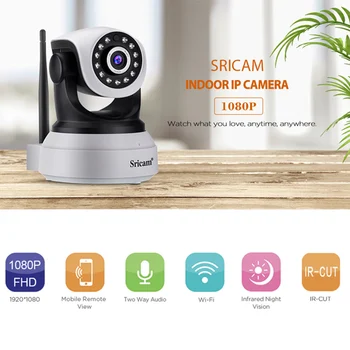 

Sricam SP017 4X Zoom Mini Wireless Smart Home Baby Monitor HD 2.0MP Wifi IP Camera Mobile Remote 360° View Indoor CCTV Camera
