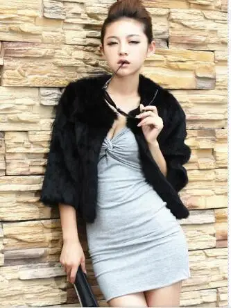 Искусственное Женское зимнее пальто, искусственная меховая Шуба с кроличьим мехом, короткая женская куртка, меховая верхняя одежда AR100