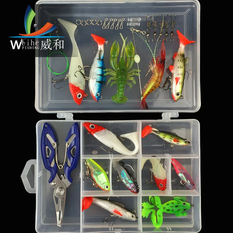 

Authority And Manufacturers One-Tailed Lead Plating Fish VIB Set Multi-color ruan yu Lure 34 Pieces Bait Case Hair Cross Border